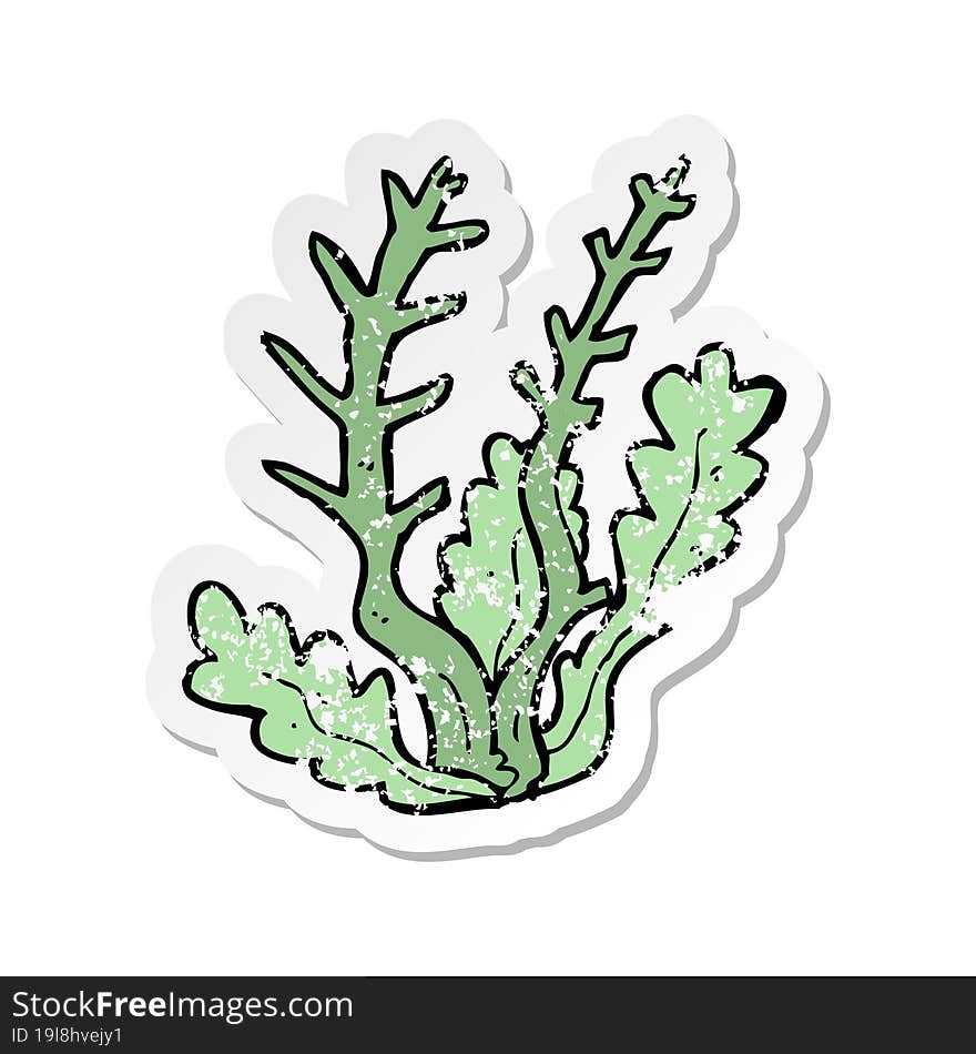 retro distressed sticker of a cartoon seaweed