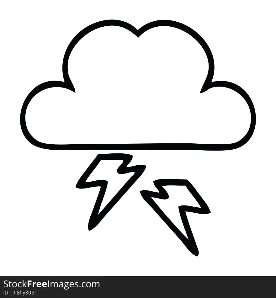 line drawing cartoon thunder cloud