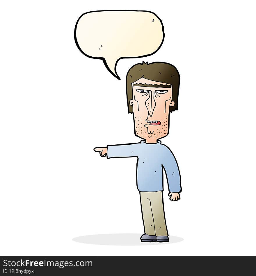 Cartoon Pointing Man With Speech Bubble