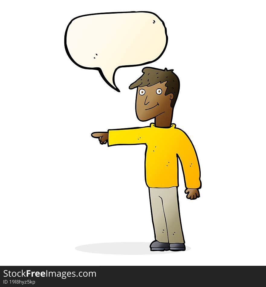 cartoon man pointing with speech bubble