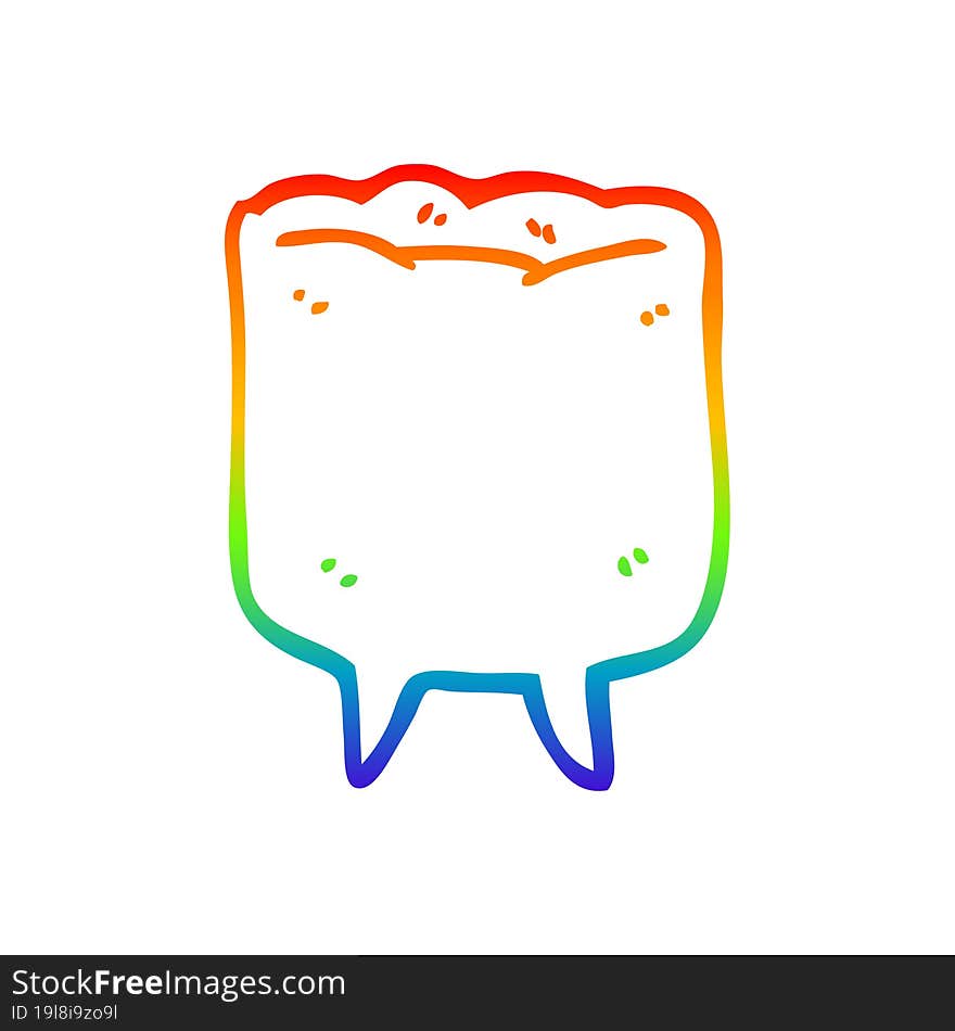 Rainbow Gradient Line Drawing Cartoon Tooth