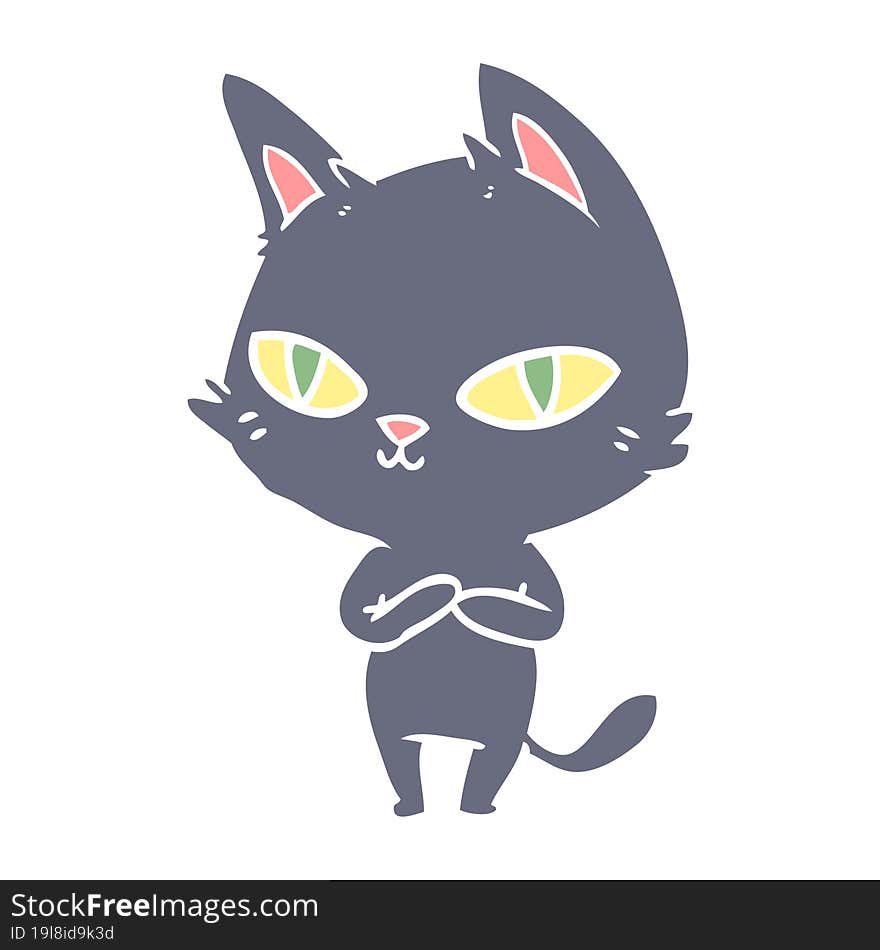 flat color style cartoon cat staring