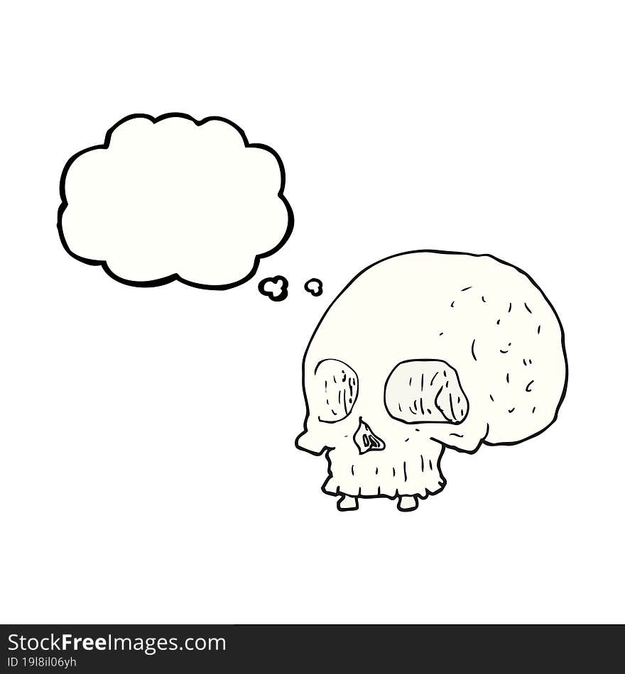 thought bubble cartoon old skull