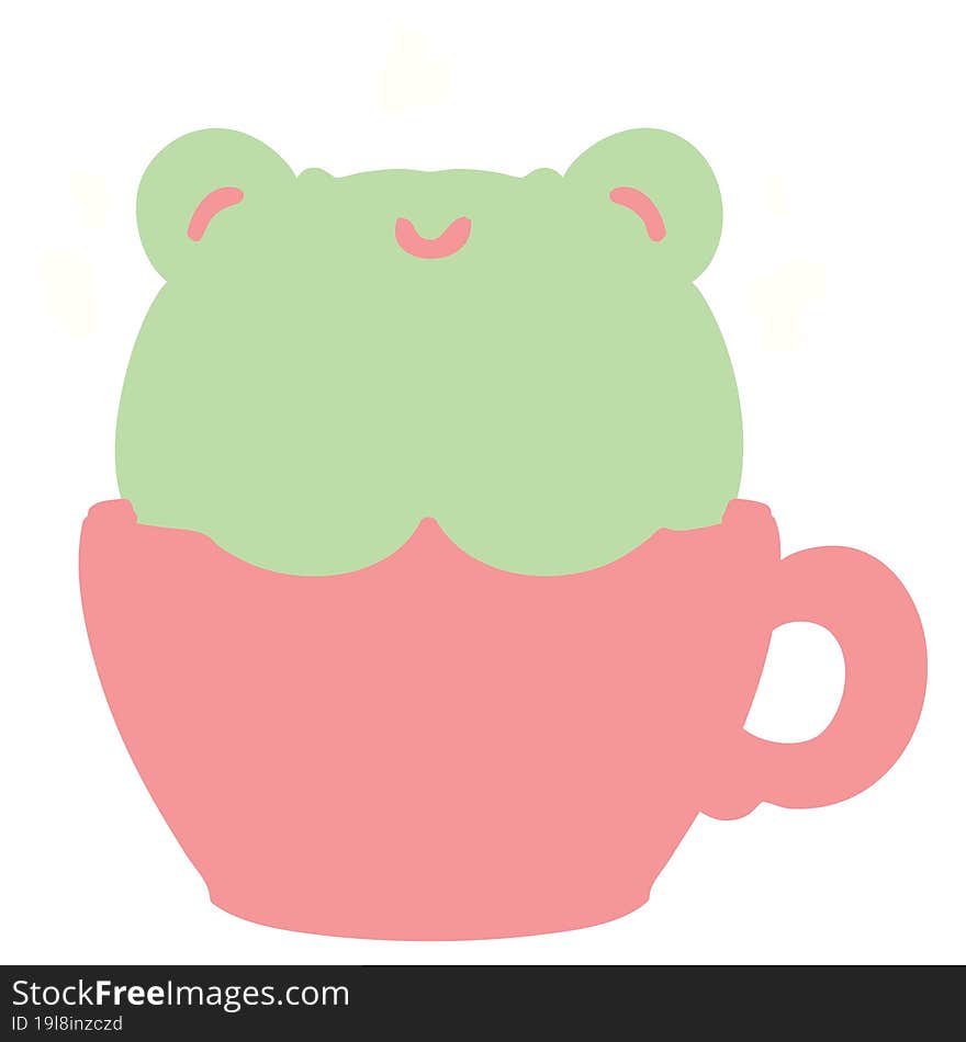 cute frog in coffee cup