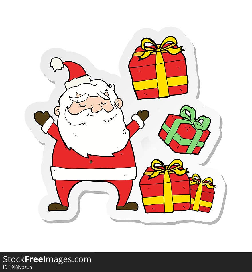 sticker of a cartoon santa claus