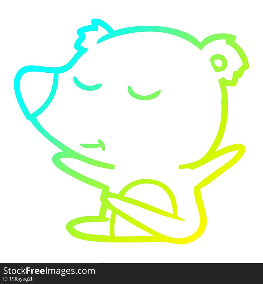 cold gradient line drawing happy cartoon bear