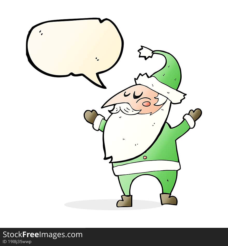 cartoon santa claus with speech bubble