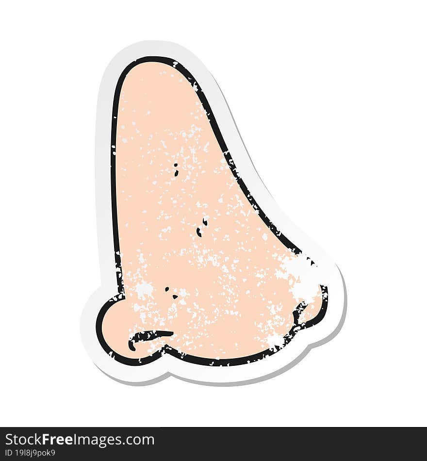 retro distressed sticker of a cartoon human nose