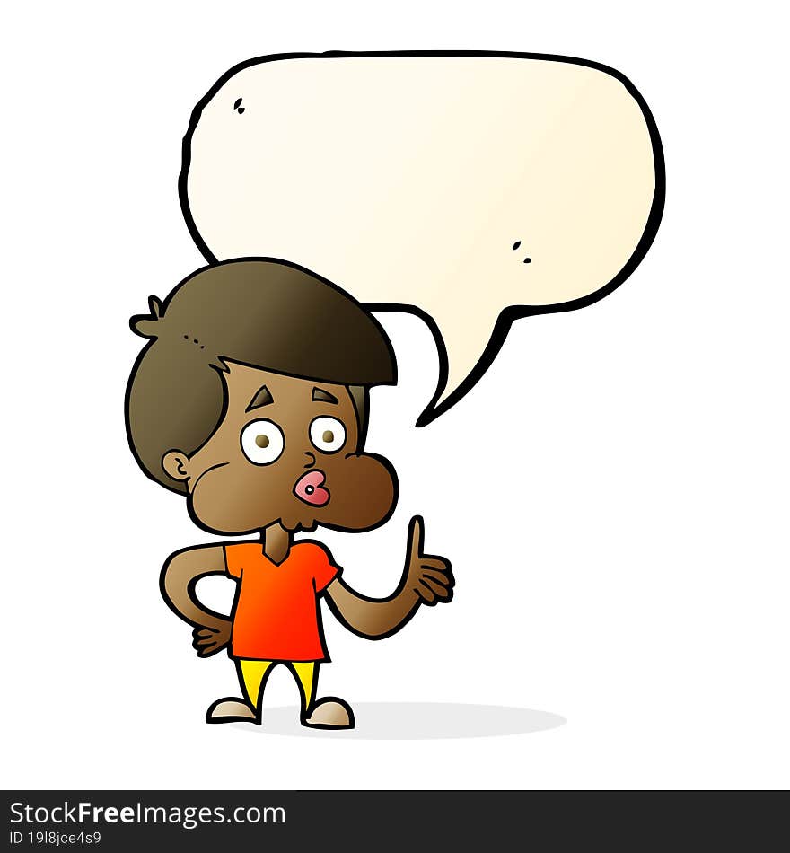 Cartoon Boy Giving Thumbs Up With Speech Bubble