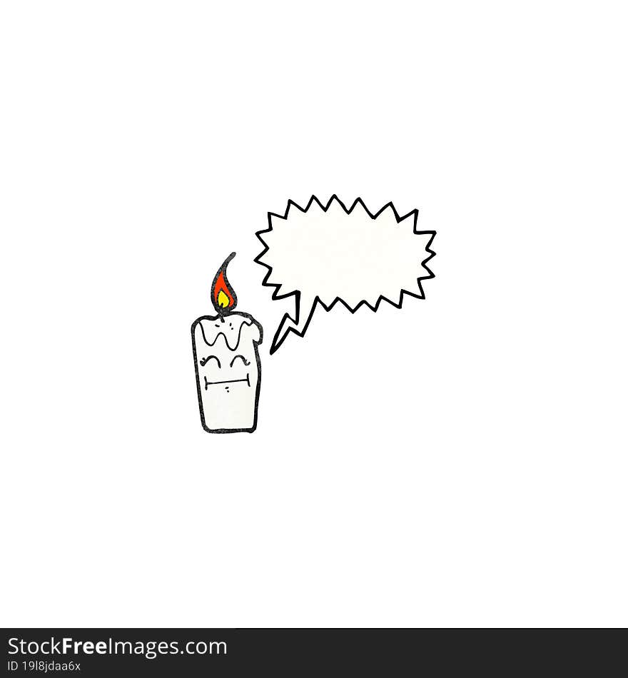 cartoon candle with speech bubble