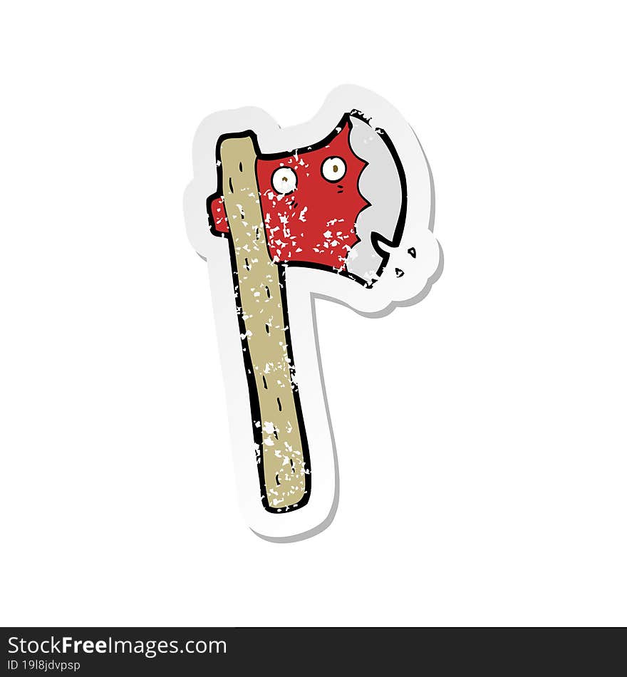 retro distressed sticker of a cartoon axe