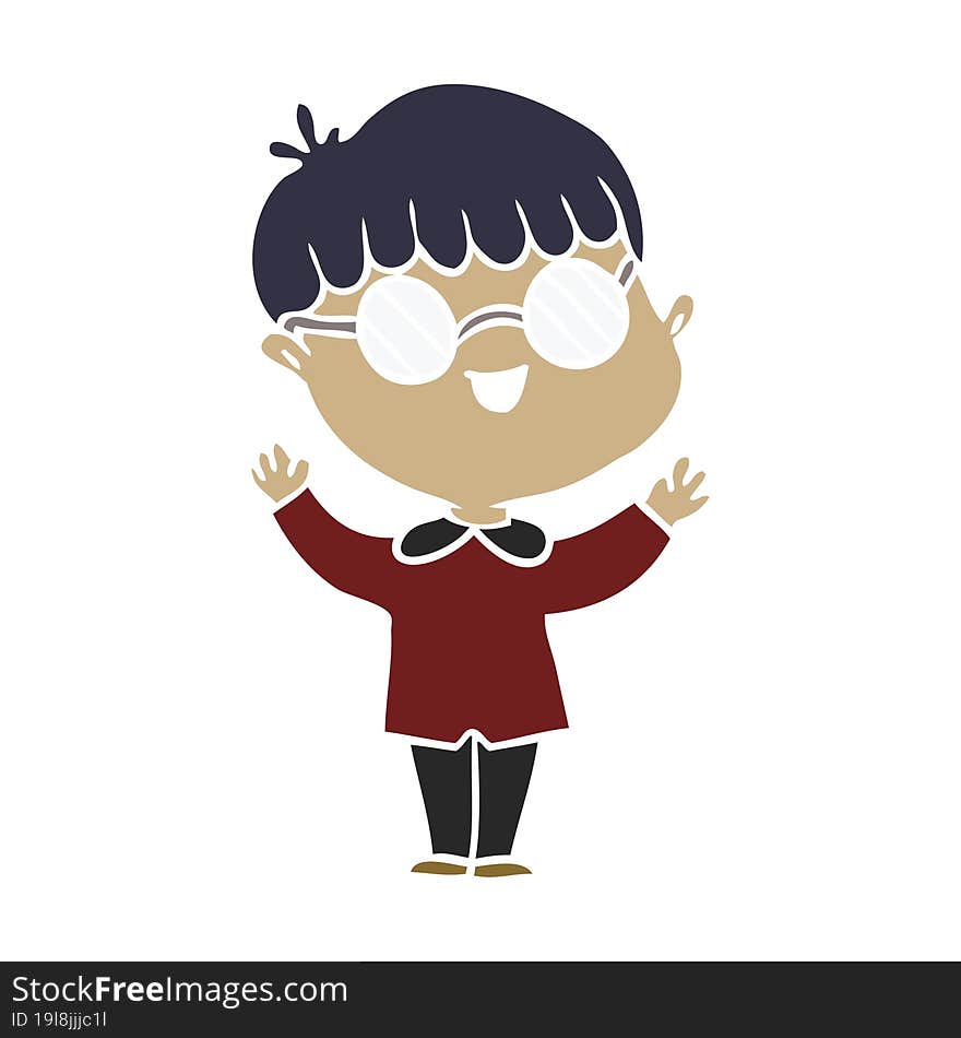 flat color style cartoon boy wearing spectacles