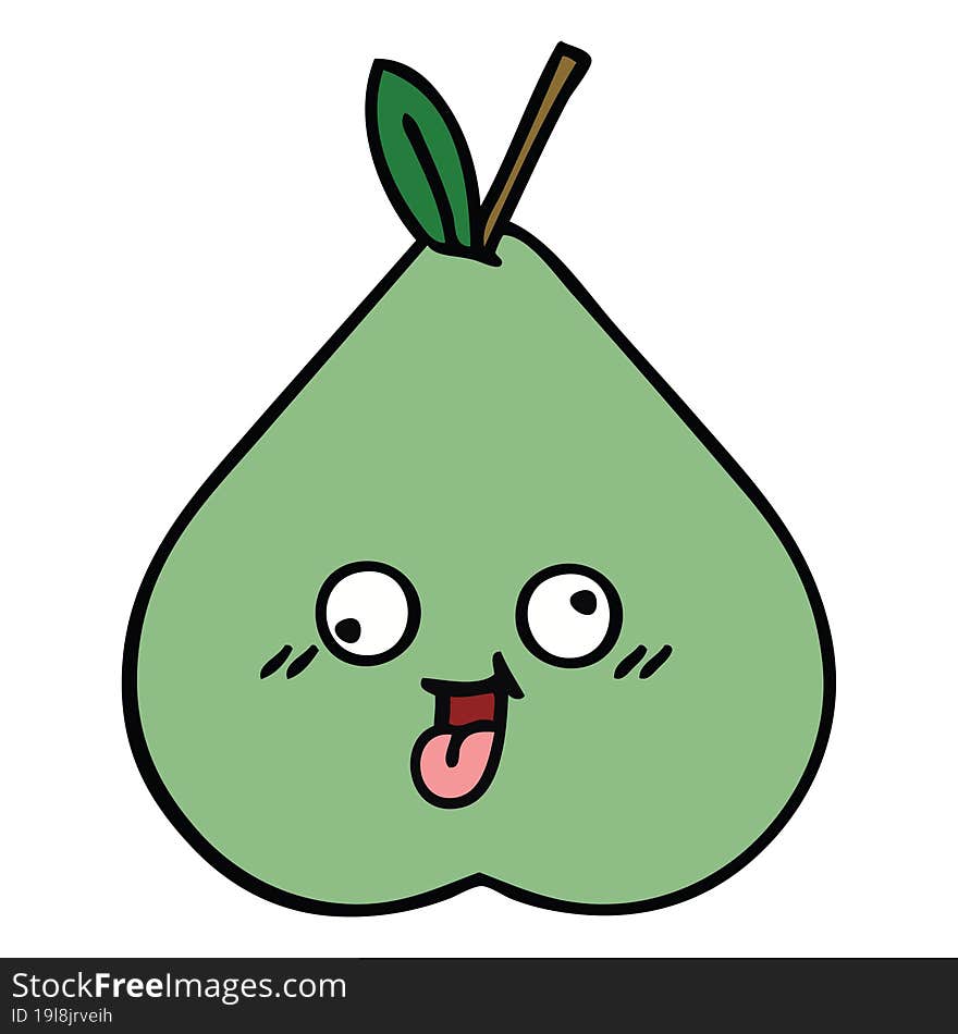 cute cartoon of a green pear. cute cartoon of a green pear