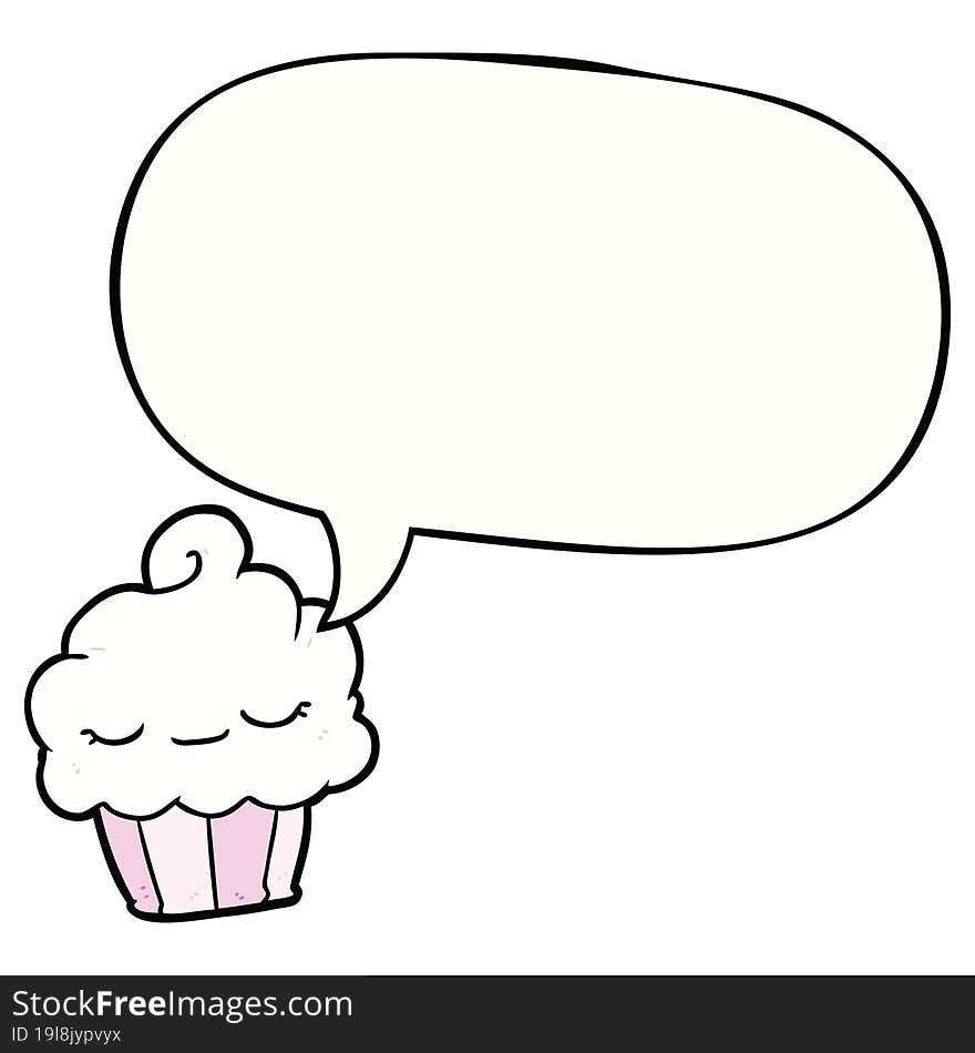 funny cartoon cupcake with speech bubble. funny cartoon cupcake with speech bubble