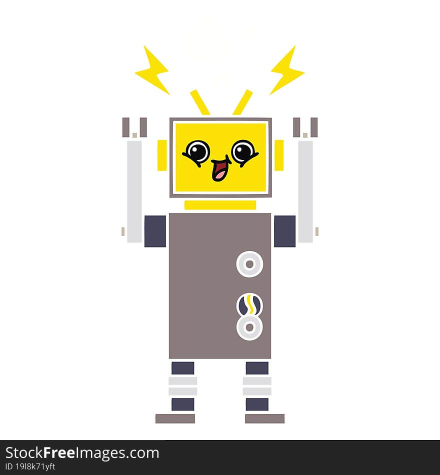 flat color retro cartoon of a robot