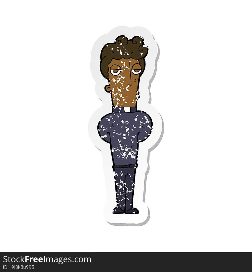 retro distressed sticker of a cartoon priest