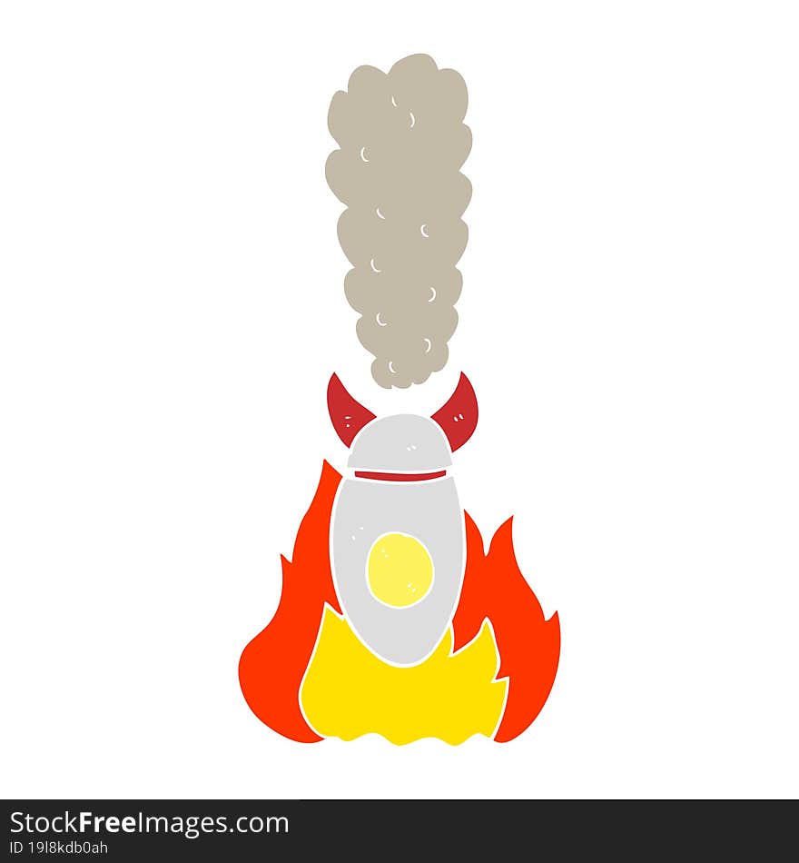 Flat Color Illustration Of A Cartoon Falling Bomb