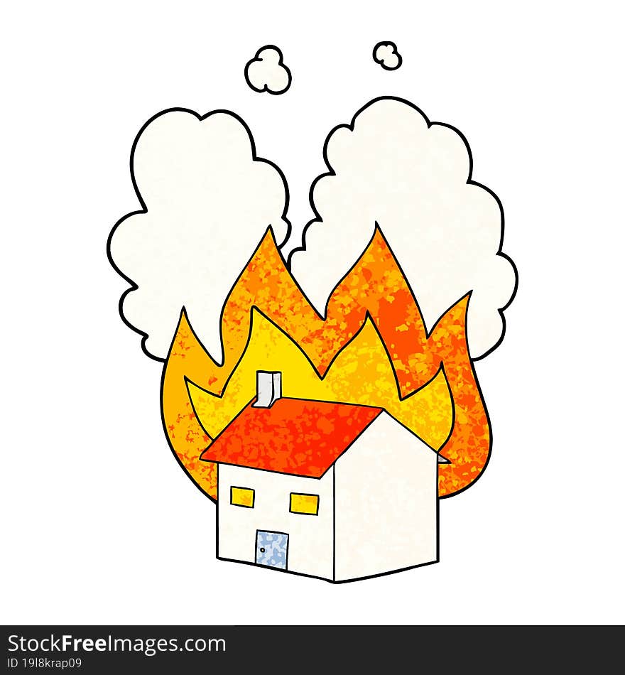 cartoon burning house. cartoon burning house