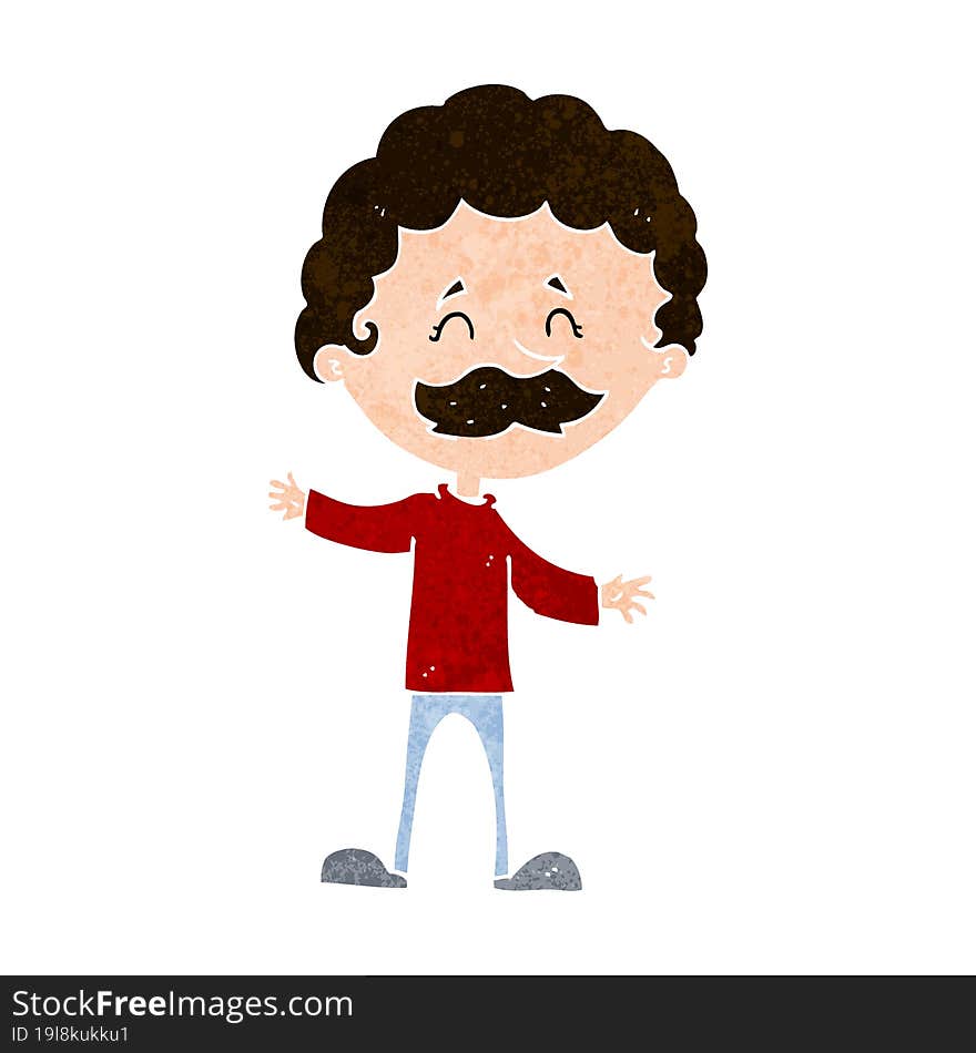 cartoon happy man with mustache