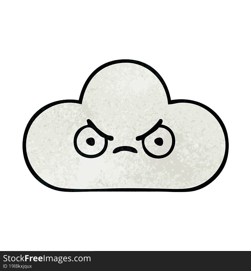 retro grunge texture cartoon of a white cloud