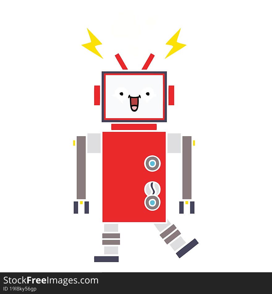 flat color retro cartoon of a robot