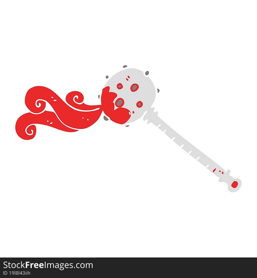 flat color illustration of a cartoon medieval mace