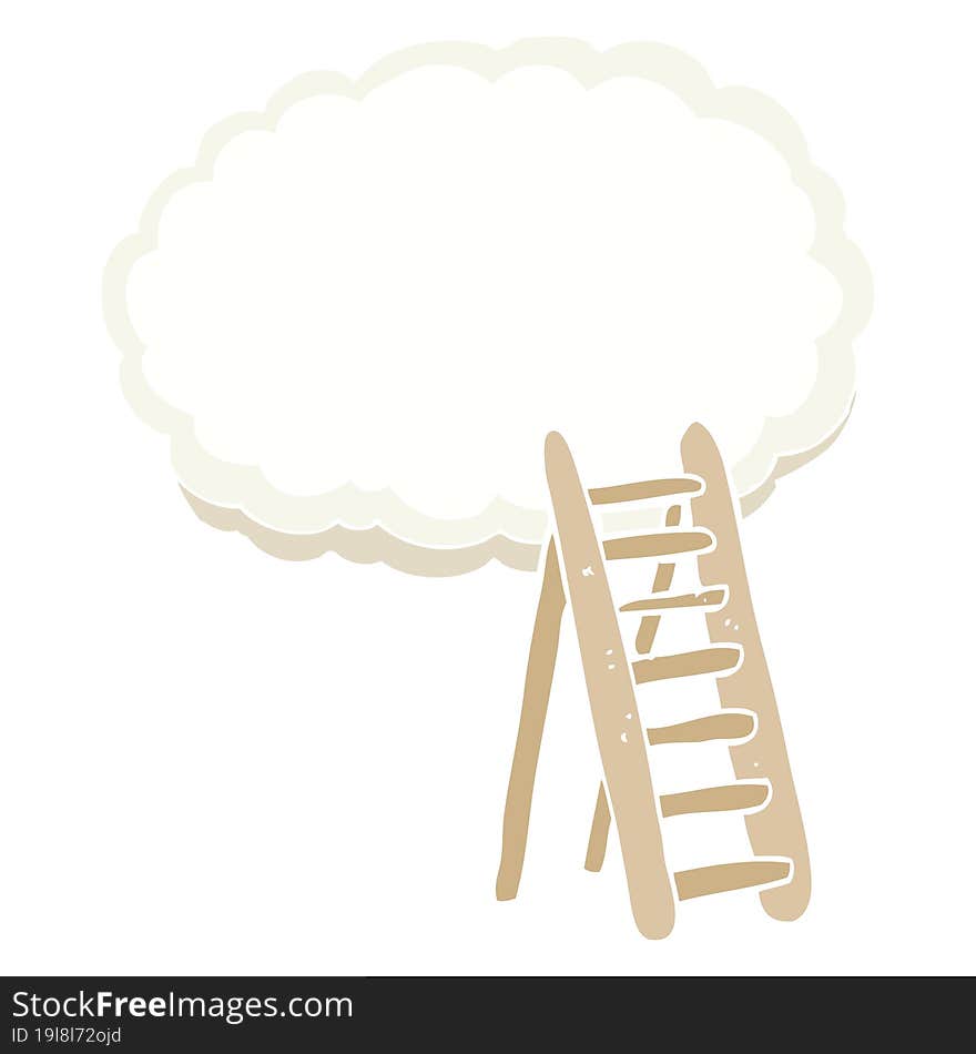 flat color illustration of a cartoon ladder to heaven