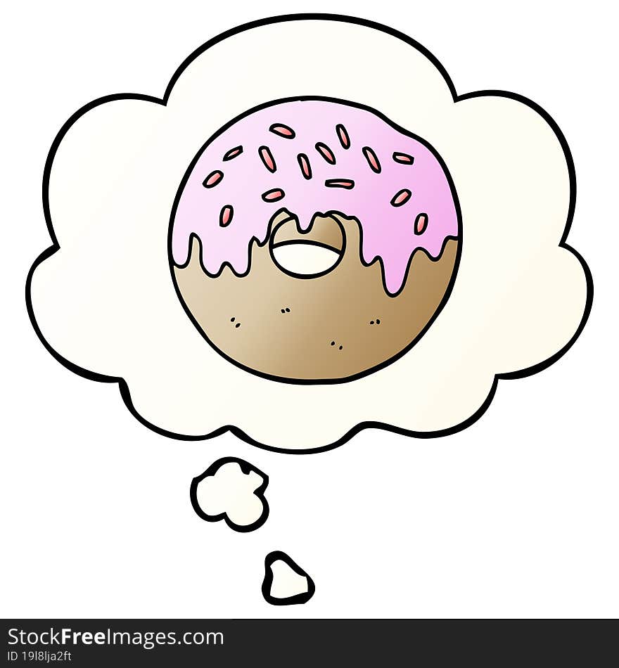 Cartoon Donut And Thought Bubble In Smooth Gradient Style