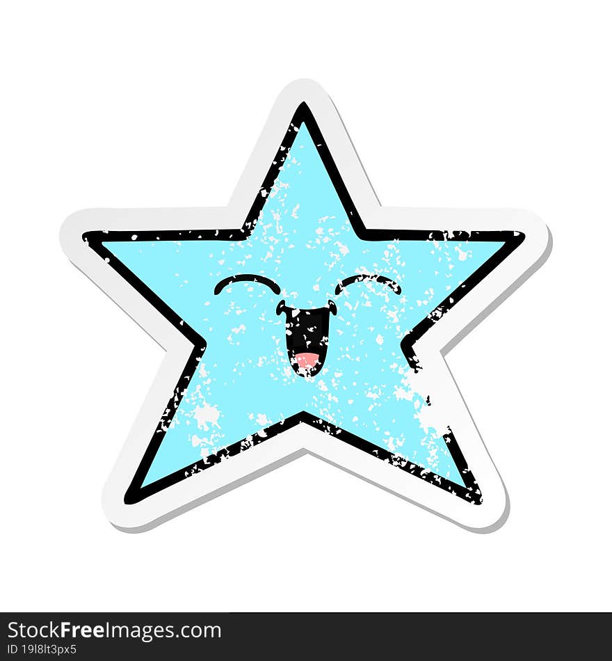 distressed sticker of a cute cartoon star fish