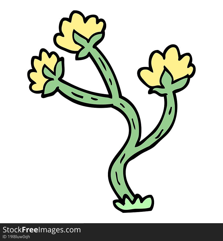 hand drawn doodle style cartoon wildflower