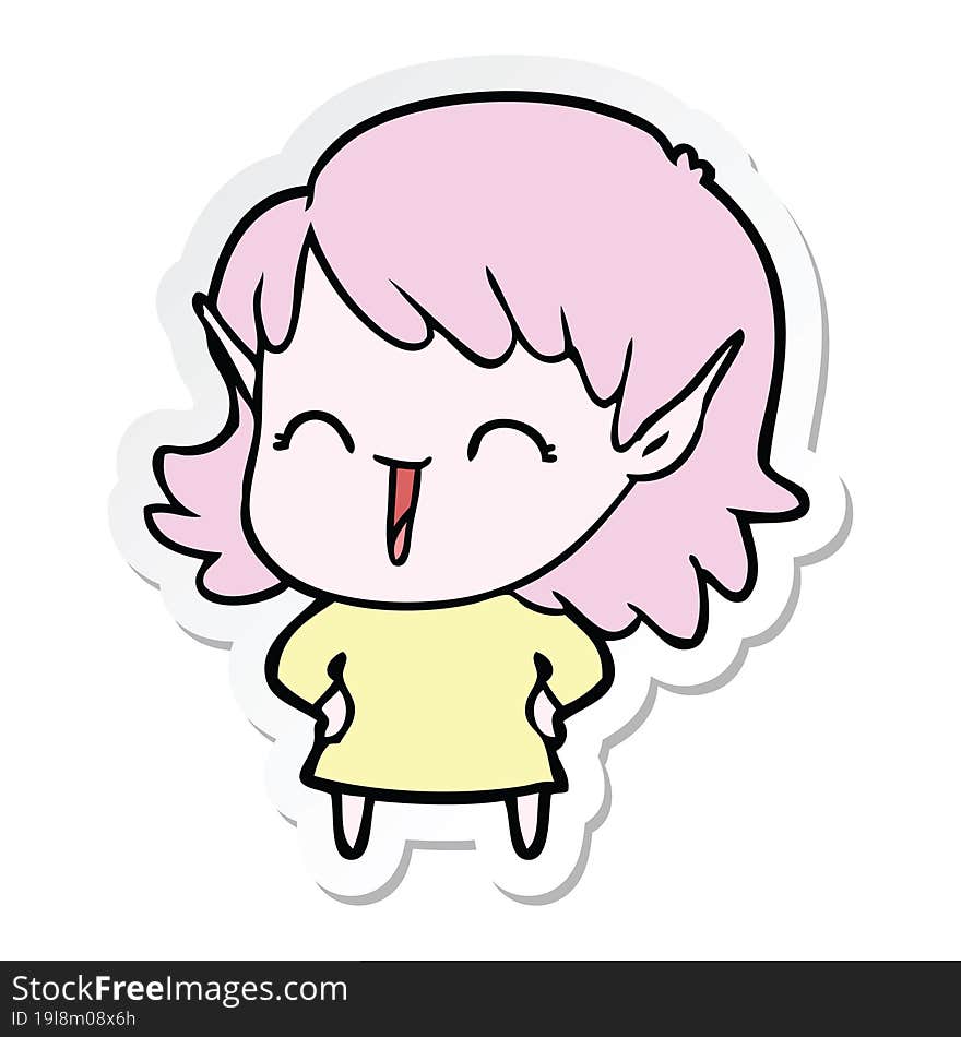 sticker of a cartoon elf girl