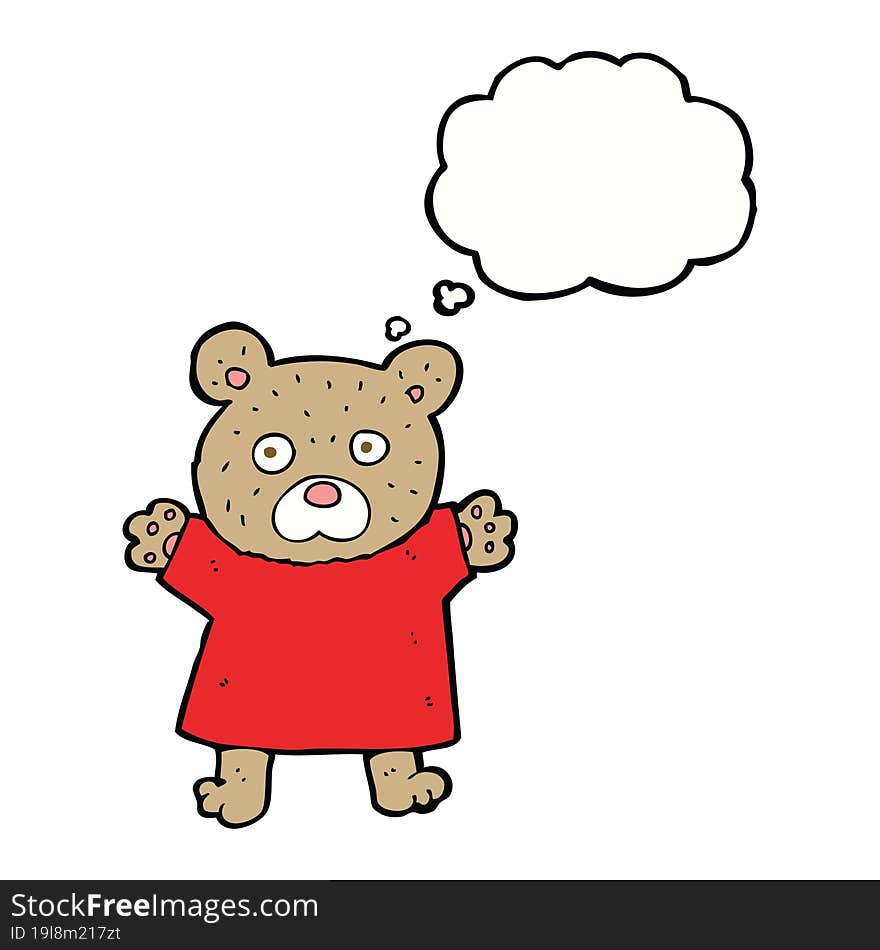 cartoon cute teddy bear with thought bubble