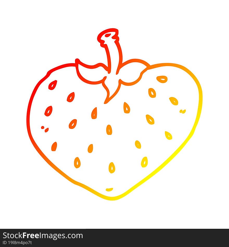 warm gradient line drawing of a cartoon strawberry