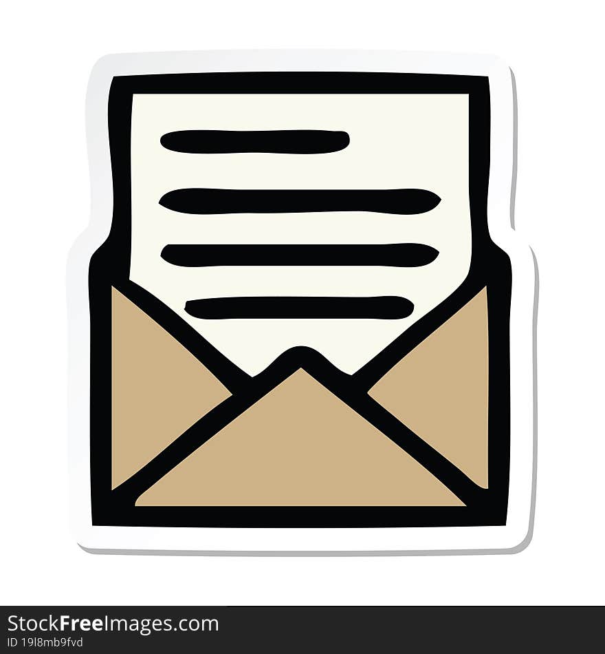 sticker of a cute cartoon letter and envelope