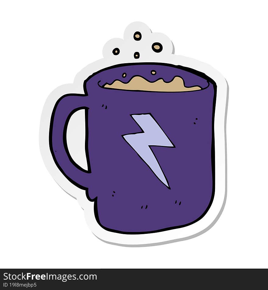 sticker of a cartoon coffee mug