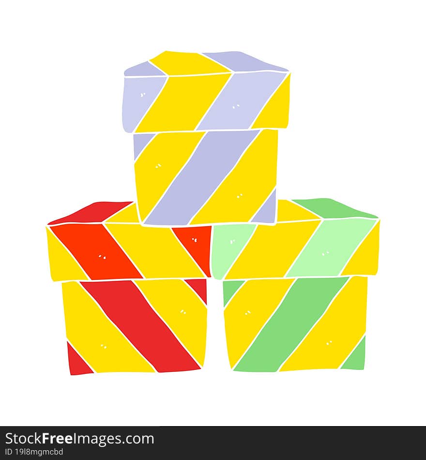 flat color illustration of a cartoon gift boxes