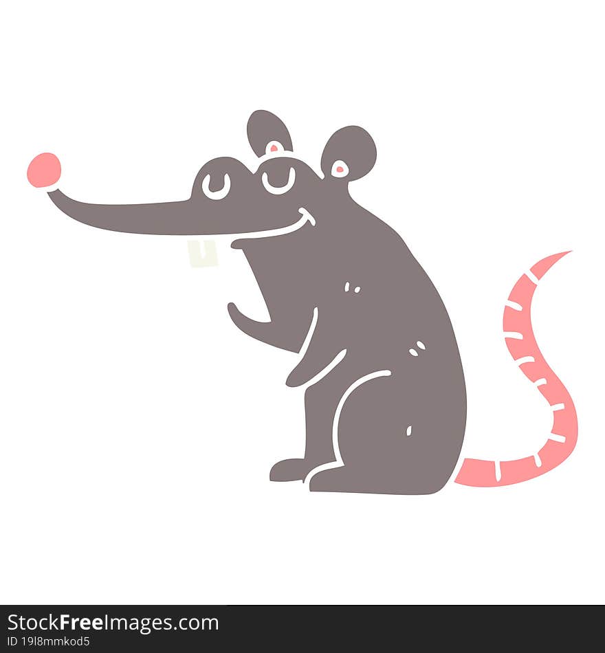 flat color style cartoon rat