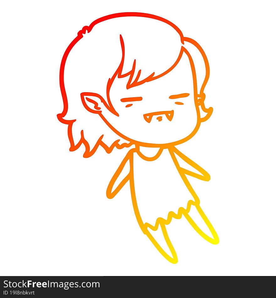 warm gradient line drawing cartoon undead vampire girl flying