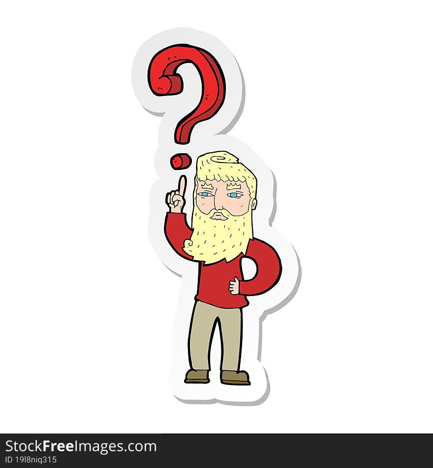 sticker of a cartoon man with question