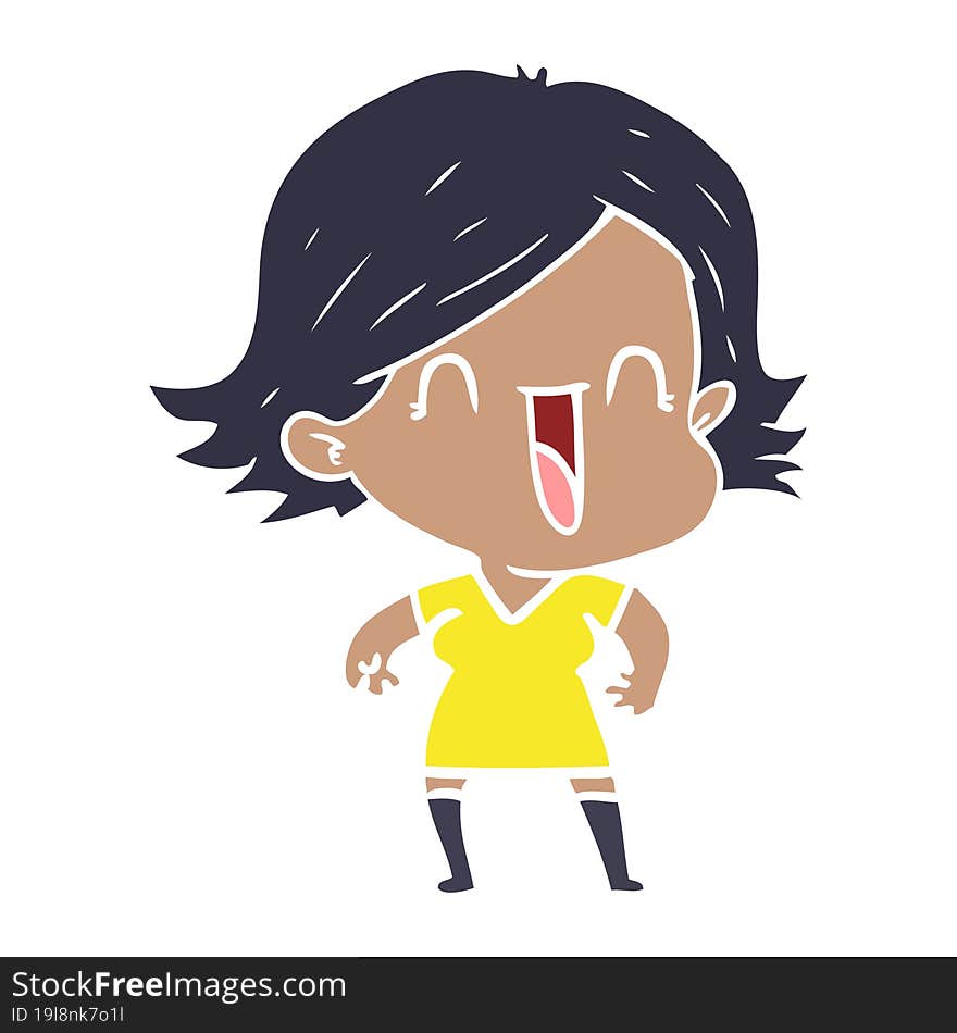 flat color style cartoon happy woman