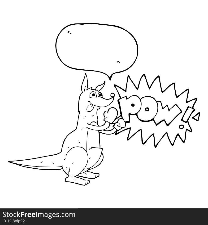 speech bubble cartoon boxing kangaroo