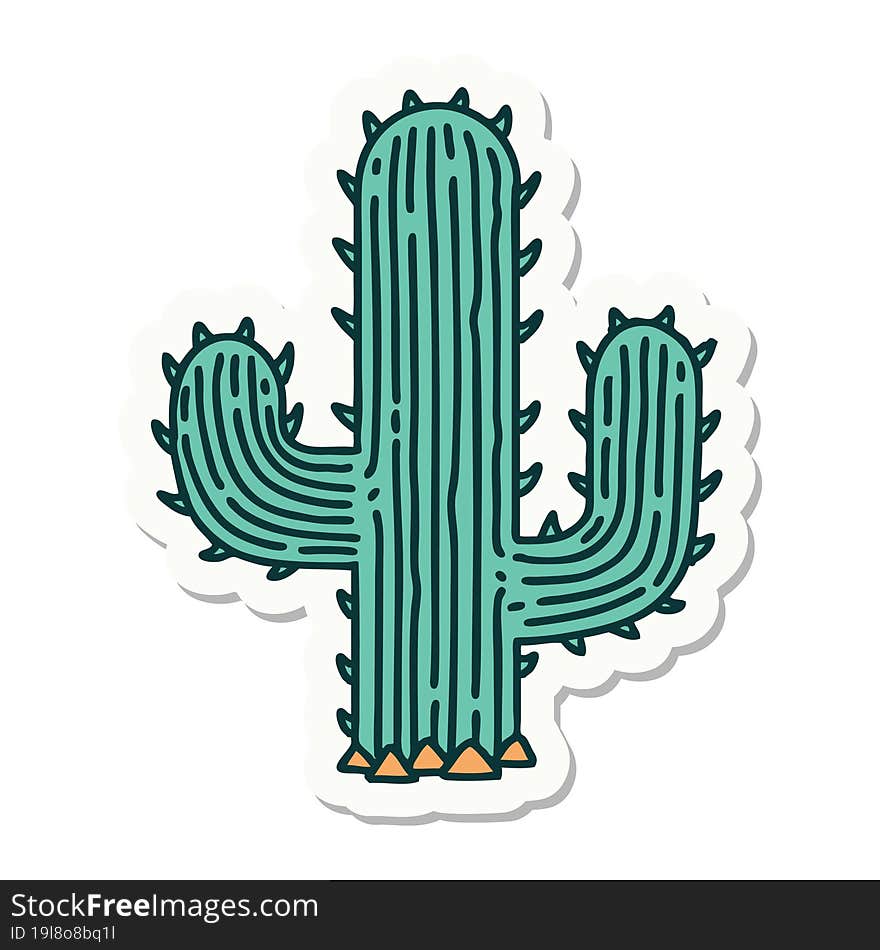 Tattoo Style Sticker Of A Cactus