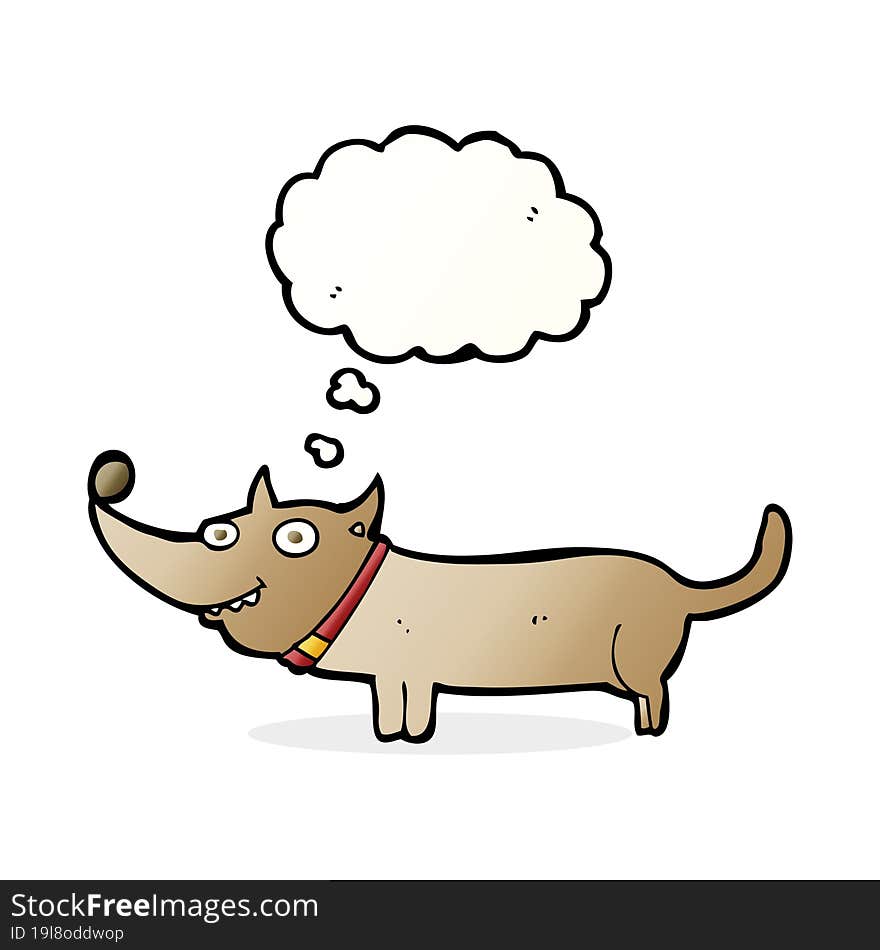 Cartoon Happy Dog With Thought Bubble