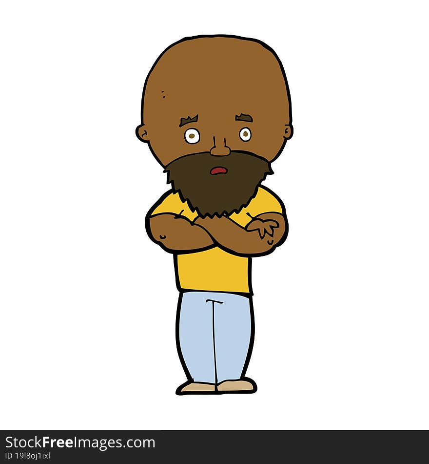 Cartoon Shocked Bald Man With Beard