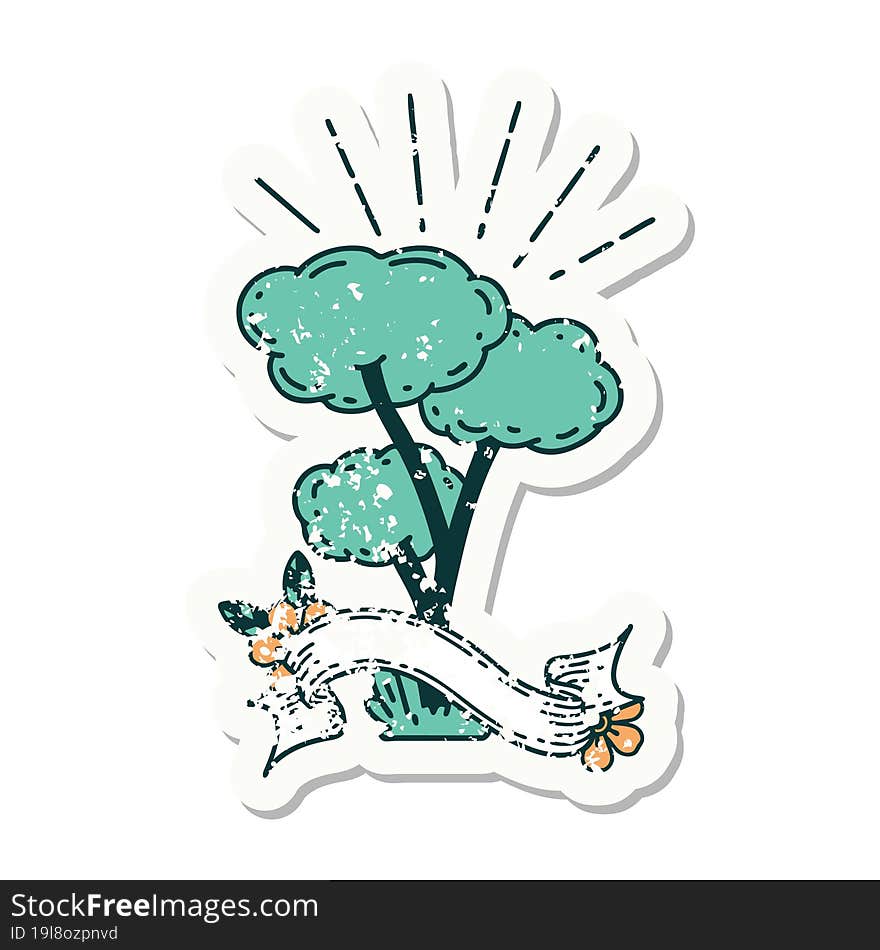 grunge sticker of tattoo style tree