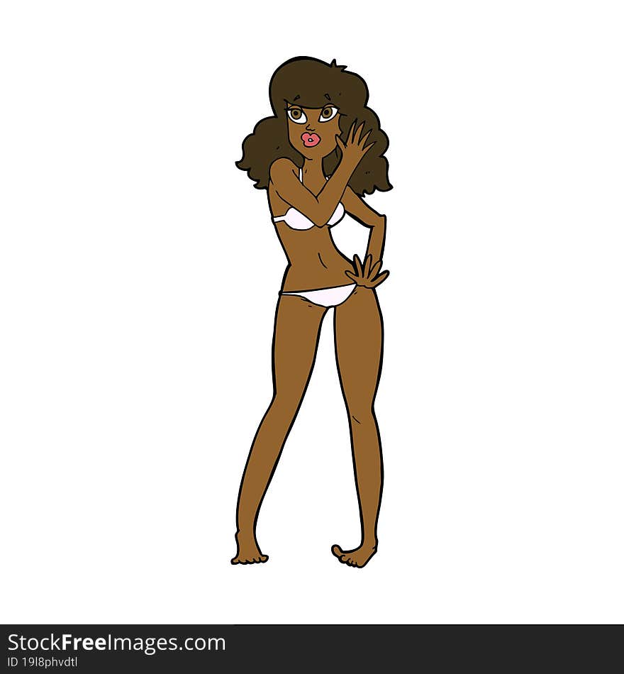 cartoon pretty woman in bikini