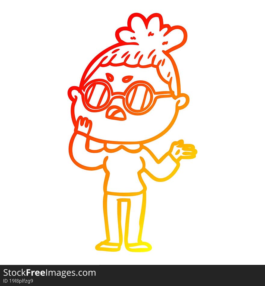 warm gradient line drawing cartoon annoyed woman