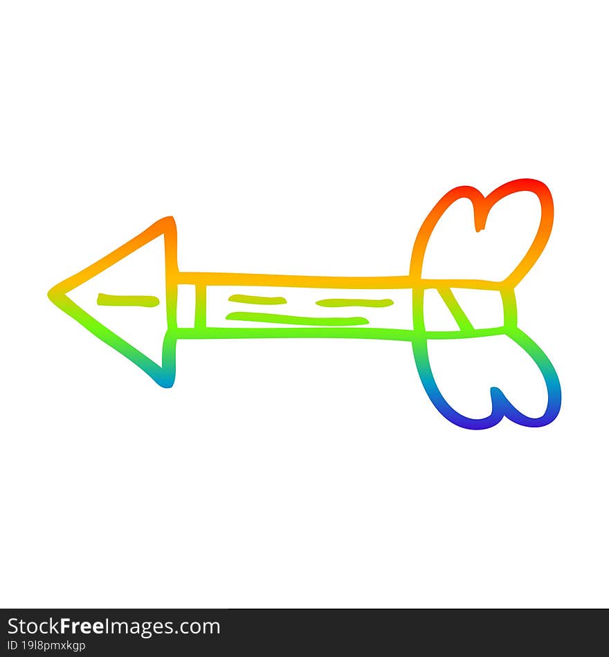 rainbow gradient line drawing cartoon arrow flying