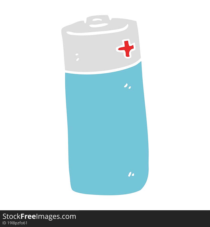 Flat Color Illustration Of A Cartoon Battery