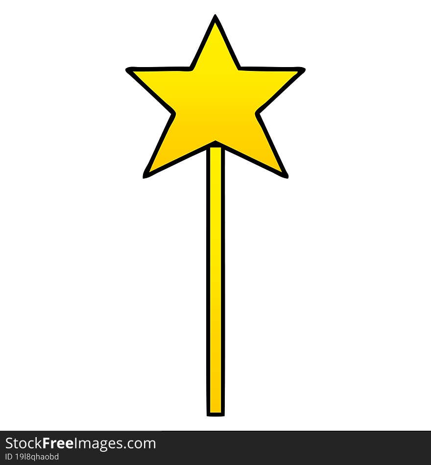 gradient shaded cartoon star wand